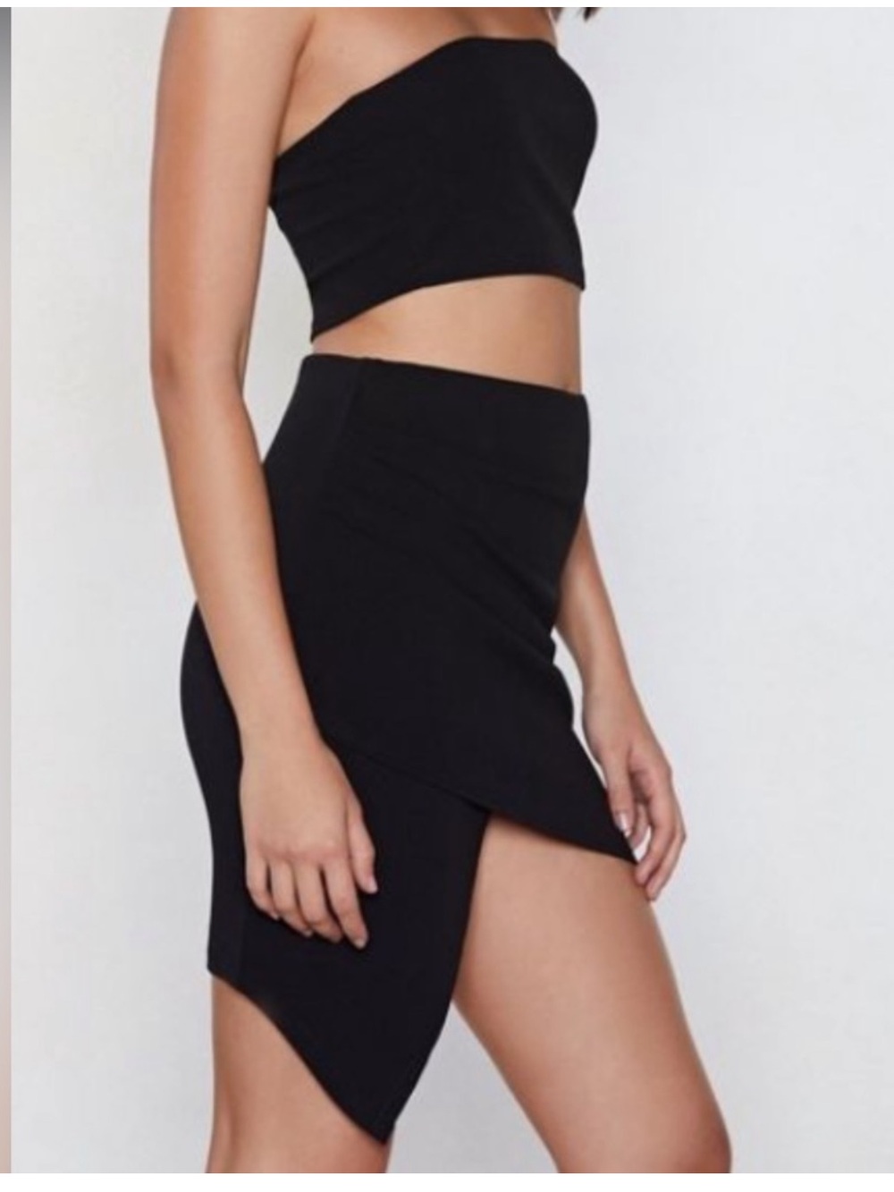 Nasty Gal 2 piece skirt and tube top set Black Asymmetrical Wrap Mini